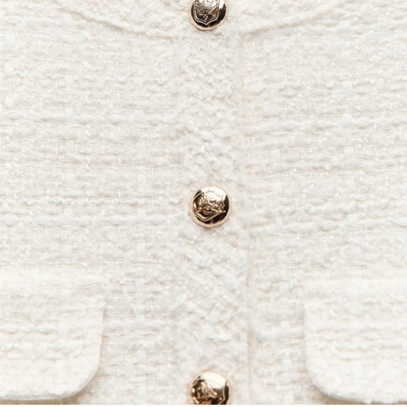 ZARA TEXTURED TWEED MINI DRESS ECRU - Picture 12 of 16